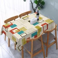 Abstract Geometric Mid Century Rectangle Waterproof Tablecloth Table Decor Reusable Kitchen Dining Tablecloth Party Decorations 54*72inch(137cm*183cm） gray
