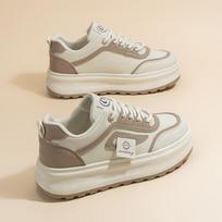 2025 Spring Women's Trendy Korean-Style White Breathable Skate Shoes with Versatile Thick Soles 35