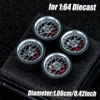 1:64 mastelio modelinių automobilių ratlankiai 4 vnt. 1 rinkinys 3D spausdinti derviniai ratlankiai su guminėmis padangomis ratams Mini Gt Tomica Jdm automobilio atnaujinimas gray