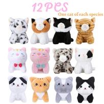 12-48Pcs Cat Plush Adopt A Pet Party Favors Cat Stuffed Animal Bulk Kitten Stuffed Animal for Birthday Party Gifts black