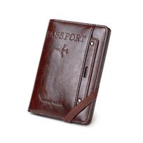 RFID anti-theft passport travel multi-function ticket retro document large capacity multi-card passport bag Coffee įvairiaspalvis