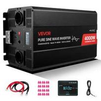 VEVOR 4000W Power Inverter, 12V DC to 230V AC Pure Sine Wave Inverter, Solar Car Charger Converter with LCD Display, Remote Control, 2 USB Ports 39 x 20.5 x 16.5 cm