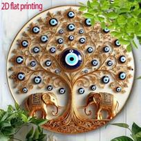 Vintage Style Metal Wall Art Tin Tile Painting Home Decor 20x20cm beige