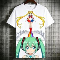 Summer 2026 Sailor Moon Hare Healing Wind Theme 3D Printed Breathable Quick Drying Tshirt for Unisex and Women Parentchild Top S white