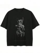 Streetwear style DoberUnisex Pinscher gun Tshirt pure cotton trendy unisex top black hiphop style Pure cotton streetwear Tshirt S black