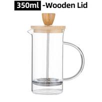 350-1000ml French Press Coffee Pot Stainless Steel Glass Coffee Maker Heat Resistant Borosilicate Glass Coffee Pot Percolator gray