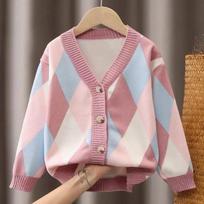 Girls' Spring Autumn Sweater Cardigan Korean Style Children's Knitwear Long-Sleeve Top Jacket 110cm