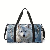 Wolf Print Large Capacity Luggage Bag for Boy/Girl Best Gift 2D Cartoon Travel Duffels Outdoor Fitness Bag for Children