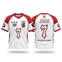 KPOP BTS 7 Soccer Jersey 2026 FIFA World Cup Champion Quick Dry Breathable Short Sleeve Sportswear T Shirt Fan Support Streetwear Outfit XS white