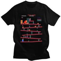 2025 New fun Donkey Kong T-shirt Men's Arcade game Printed T-shirt 100% cotton T-shirt Short sleeve T-shirt street wear 4XL brown