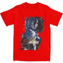 Men's Stellar Blade Fanart Video Game T-Shirts Cotton Tops Summer Y2K Short Sleeve T-Shirt Crew Neck Novelty  Tshirt New Arrival S gray