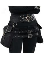 Waist Bag Fanny Pack Crossover Corset Wallet Leather Leg Hip Pouch Casual Daypack Gothic Festival Cosplay Costume Belt Purse juoda