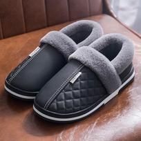 Men's Waterproof Cotton Slippers - Winter 2025 Style, Indoor/Outdoor, Plus Size 42-43