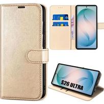Dėklas Samsung Galaxy S26 Ultra, Apsauginis Flip Case Anti-Rayures Antichoc PU Oda Auksinis