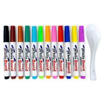 Magic Water Drawing Whiteboard Markers Erasable Floating Pen Doodle Pen Magical Water Painting Pen 12 colors with spoon gray