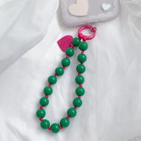 Phone Lanyard Short Style Wrist Strap Love Heart Handmade Beaded Bracelet Universal Pendant Wide Handstrap AntiLoss Hanging Rope Plastic gray
