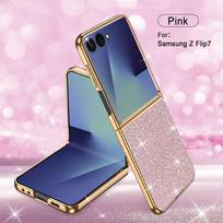 For Samsung Galaxy Z Flip 7 Case Fashion shimmering powder glitter Protective Back Cover Case For Samsung Z Flip 7 Phone Shell Galaxy Z Flip7 rožinė