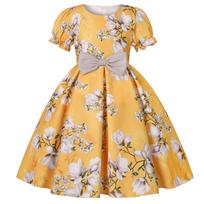 2026 New Style Bow Print Princess Dress for Girls – Piano Performance & Party Gown 120 cm