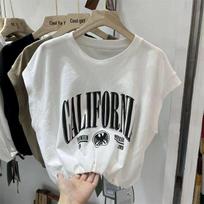 Women's European Style Sleeveless Cotton T-Shirt - Summer Waist-Cinching, Slim-Fit, Loose, Round Neck Top M