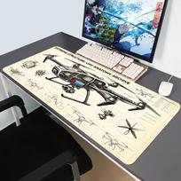 HYBXAXC Vintage UAV Drone Anatomy Blueprint Mouse Pad Retro Tech Diagram AntiSlip Desk Mat 800x400x2mm