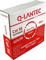Q-Lantec Kabel U/UTP kat.5e, sieciowy, skrętka, PE zewnętrzny suchy, Fca 4PR, 1Gb/s, czarny, 100m - Q-LANTEC
