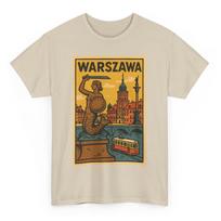 Warsaw T-Shirt: Retro Comic Style Poland Pride Tee S beige