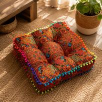 Thick And Soft New Bohemian, Moroccan Style Floor Cushion, Pillow, Meditation Mat - Weight about 450G, Ultra-Soft, Ultra-Comfortable