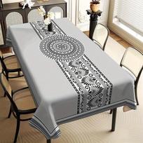 Black White Bohemian Style Tablecloth for Table Decor Elegant Mandala Flowers Striped Polyester Table Cloth Holiday Party Decor 90x140cm