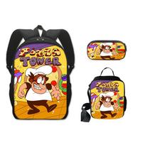 Classic Popular Novelty Funny Pizza Tower 3D Print 3pcs/Set pupil School Bags Laptop Daypack Backpack Lunch bag Pencil Case