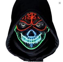 LED Helovino Kaukė Atnaujinta Baisi Helovino Šviečianti Kaukė Baisaus Kaukolės Formos Cosplay LED Kaukė Praktinių Pokštų Žaislas OneSize black