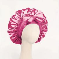 Silk Satin Sleep Bonnet with Adjustable Tie Band, Hair Protection Bonnets for Women Men rožinės rožinės spalvos