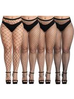 4 poros didelio dydžio tinklinės pėdkelnės Seksualios juodos tinklinės pėdkelnės Kojinės Kryželių tinklo pėdkelnės Iki šlaunų kojinės One Size brown