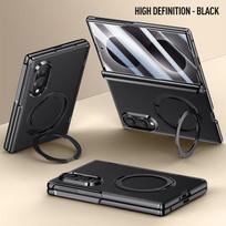 Skirta Samsung Galaxy Z Fold 8 Platus 5G dėklas Matinės odos Vyrio Besisukantis laikiklis Magnetinis Belaidis įkrovimas Su Veidrodiniu Plėvelės Dangteliu Galaxy Z Fold 8 Wide white