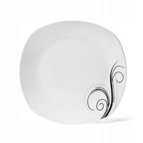 Kvadratinė desertinė porcelianinė lėkštė Tadar Dolce Vita, 19 cm, balta ir juoda