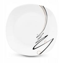 Kvadratinė porcelianinė pietų lėkštė Tadar Wstęga, balta, 27 cm