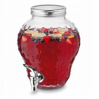 Stiklinis gėrimų indas su čiaupu Tadar Strawberry, 3,8 l