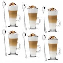 Tadar Caffe Latte kavos ir arbatos stiklinių rinkinys su šaukšteliais, 6 × 250 ml