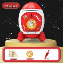 Super Cute Astronaut Money Box: Cartoon Style Rocket Savings Jar for Kids 13x13x19 red
