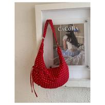Korean Style Lazy Cow Horn Bag Large Capacity Shoulder Crossbody Bag, Dot Pattern Casual Messenger Purse CLE