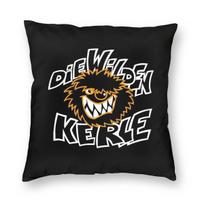 Die Wilden Kerle Pillowcase Polyester Linen Velvet Creative Zip Decorative Car Cushion Cover Peach skin 18*18(CM)-1Pcs gray