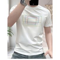 European sizes American Street Style Round Neck Oversized Short-Sleeve T-Shirt for Men, Featuring a Unique Design S