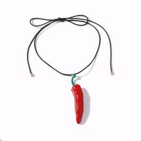 Realistic Red Pepper Pendant Boho Style Metal Accessories Creative Fashion Necklace  Parties gray