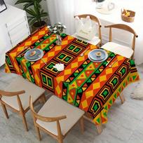 2D flat single-piece African-style tablecloth, multi-color geometric tribal pattern (green/red/yellow/black/white)zyc 54*72inch(137cm*183cm）