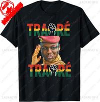 Burkina Faso Flag African President Thomas Sankara Women Unisex TShirt Summer High Quality Cotton Breathable Graphic T Shirts S black