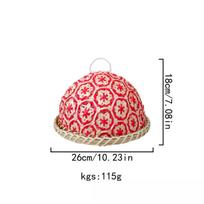 Handmade Rattan Southern Style Fruit Plate Bread Basket Round with Lid Insect Proof Table Cover Fruit Leftovers Umbrella S beige