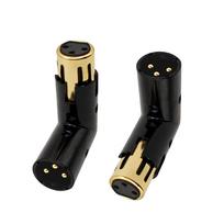 Voluty Tek XLR Right Angle Adjustable XLR for Audio Cables and PA Male-to-Female Adapter, 3-Pin 90-Degree Connector, Systems, 2-Pack black