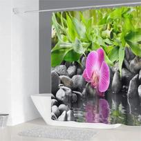 Pebble Printed Shower Curtain Mildew Washable Curtain With Hook Bathroom Decorative Curtain Rocks 3D Shower Curtains 240*180Cm W60H190(CM)-1 Pcs gray