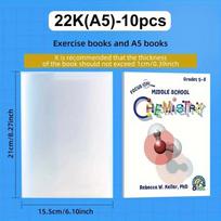 10PCS A4/16K/A5 Clear Plastic Book Cover Self-Adhesive Closure Book Cover Waterproof Wear-Resistant Book PVC Protective Cover blue