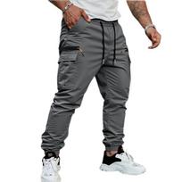 Men's Cargo Pants Elastic Waistband with Drawstring Multi Pockets Casual Streetwear Jogger Pants S