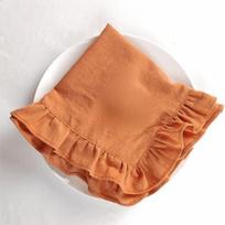 French-style Ruffled Edge Place Mat Cotton Rectangular Afternoon Tea Tableware Mat Solid Color Table Napkin Party (Orange,13.78X19.69 in)
